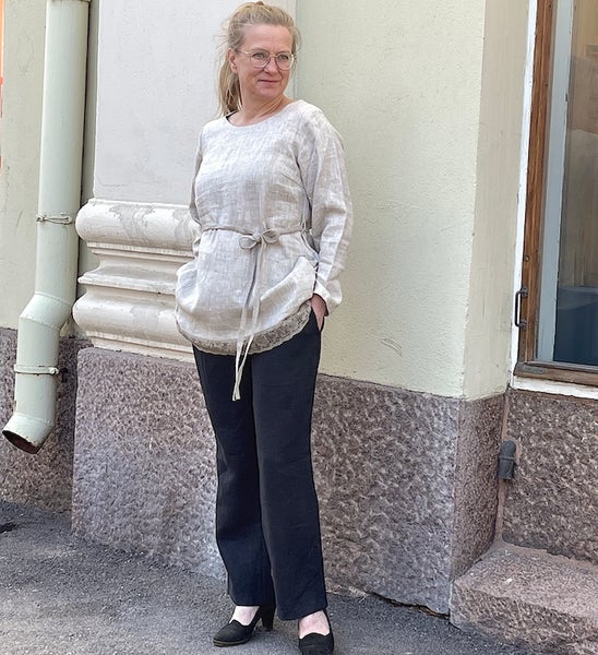 Kataja - pellavahousut, musta 160 cm mitoitus