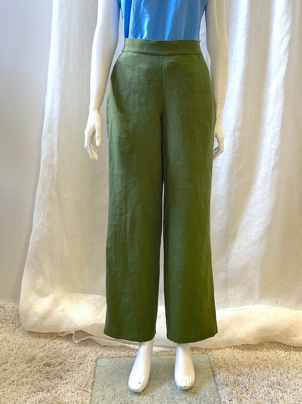 Rennot vihre&auml;t Pihlaja pellavahousut